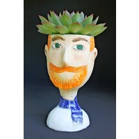 Handgefertigter Keramik Mann Gesicht Pflanzer, Moderne Kunst Skulptur Topf Handgefertigter Keramik Mann Gesicht Pflanzer, Moderne Kunst Skulptur Topf von ArtSoulCeramics