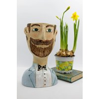 Männliches Gesicht Kunst Skulptur Blume Pflanzer Topf, Mann Kopf Pflanzer, Einzigartige Keramik Geformt Dekorativen Pflanzenhalter, Moderne Vase von ArtSoulCeramics