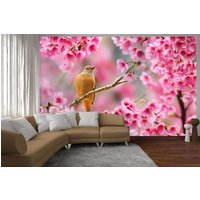 Sakura Tapete Selbstklebend Kunst Peel & Stick Dekor Vogel Wanddruck Rosa Blumen Natur Wandbild Kirschblüte Home Wallpaper von ArtStoreDecal