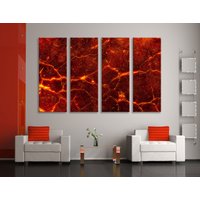 Lava Wandkunst, 3-Teilige Rote Leinwand, Extragroße Marmor Kunstwerk, Und Orange Wanddekoration von ArtTeamCanvas