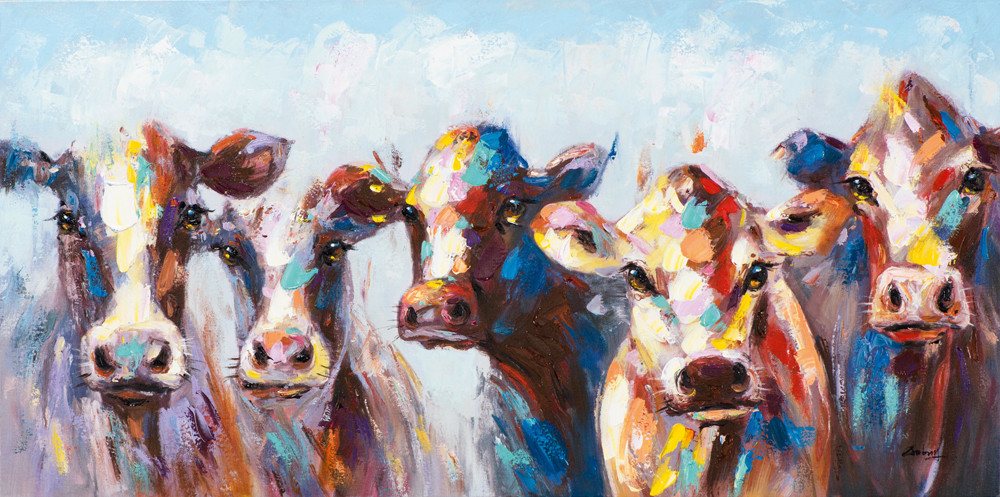 ArtUniverse Gemälde Bunte Kühe 70x140 cm ArtUniverse Gemälde Bunte Kühe 70x140 cm von ArtUniverse