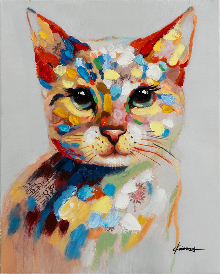 ArtUniverse Gemälde Bunte Katze, 40x50 cm, Katze von ArtUniverse