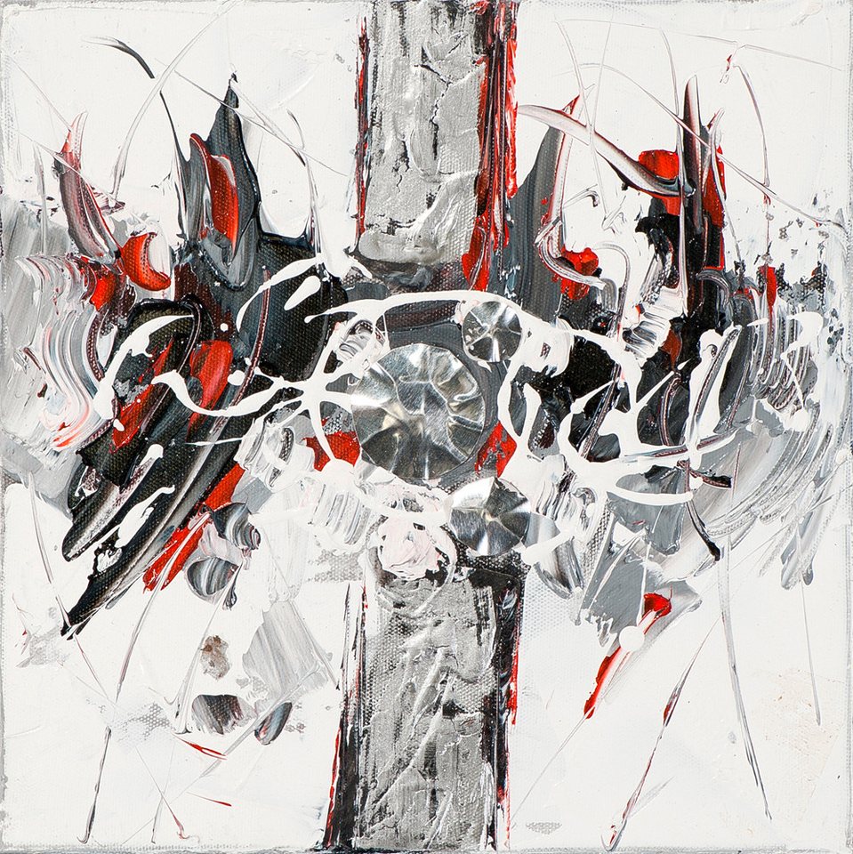 ArtUniverse Gemälde Mini Art schwarzweiß-Rot Colorkey Abstrakt 25x25 cm, Schwarzweißer Abstrakt ArtUniverse Gemälde Mini Art schwarzweiß-Rot Colorkey Abstrakt 25x25 cm, Schwarzweißer Abstrakt von ArtUniverse