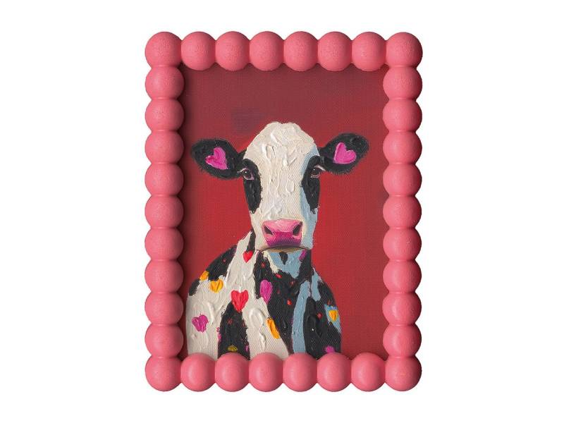 ArtUniverse Gemälde Pinke Kuh 15 x 20 cm, Pink von ArtUniverse