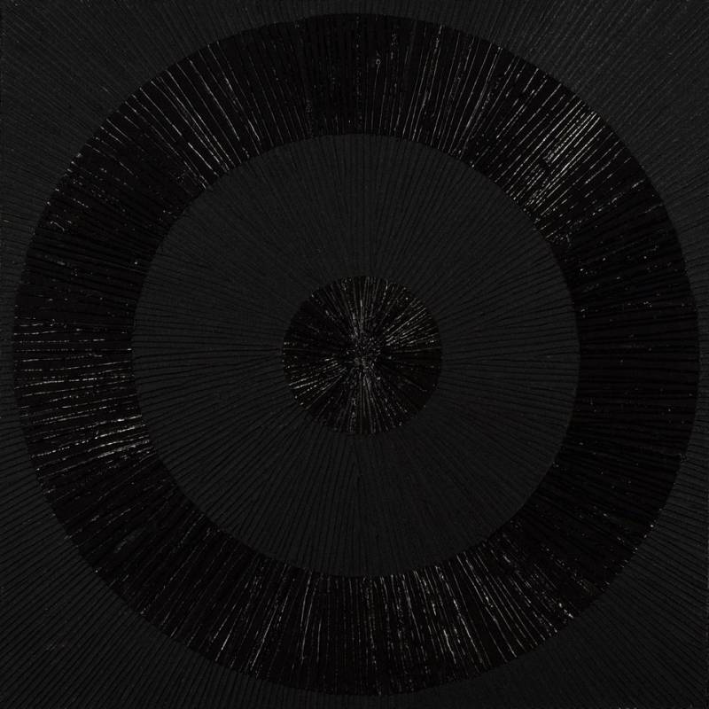 ArtUniverse Gemälde Reflektionen in Schwarz 100x100 cm, Schwarze Eleganz, Handgemalt - Unikatcharakter von ArtUniverse