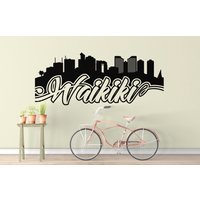 Waikiki Wand Aufkleber Hawaii City Skyline Innenaufkleber, Vinyl Wandaufkleber, Vinyl, Aufkleber, Büro Waikiki Wand Aufkleber Hawaii City Skyline Innenaufkleber, Vinyl Wandaufkleber, Vinyl, Aufkleber, Büro von ArtVinylStick