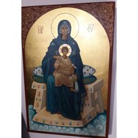 Premium Handgemalte Ikone Mit Eiertempera Der Jungfrau Dem Inthronierten Kind - Eine Kopie Des Bildes Von Hagia Sophia in Istanbul von ArtZirka