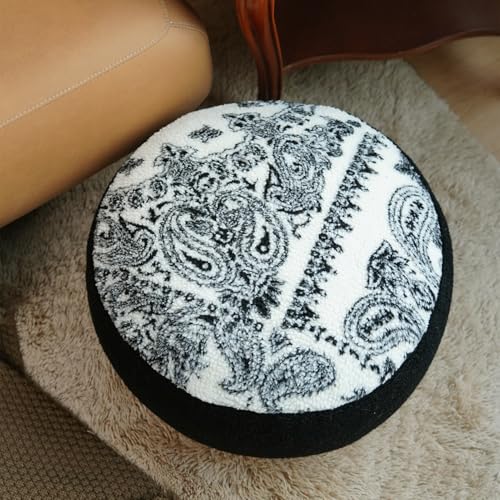 Artbloss Ungefüllter Sitzsack-Bezug für Ottomane, Fußstütze, weicher Fußhocker, Boden-Sitzsack, Bodenstuhl, Aufbewahrung für Wohnzimmer, Schlafzimmer, Heimdekoration (schwarz und weiß, rund) von Artbloss
