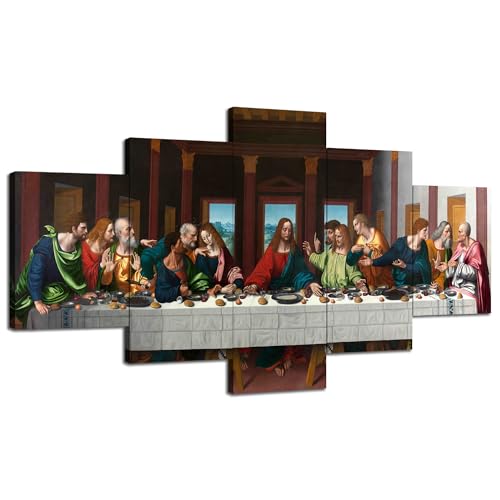 Last Supper Wandkunst für Wohnzimmer, Wanddekoration, Drucke, Rahmen, Leinwand, Poster, Christus, religiöse Malerei, Schlafzimmerdekoration, fertig zum Aufhängen (152.4 cm Bx81.3 cm H) von Artbrush Tower