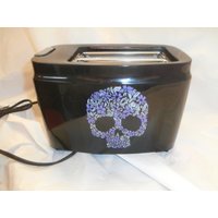 Handbemalter 2 Scheiben Toaster. Bemalter Zuckerschädel in Grau Und Lila. Beidseitig Bemalt, Versiegelt, Abwaschbar, Funktionsfähig von ArtbySethHouse