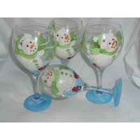 Skurrile Eislauf-Schneemänner. Handbemalt. Hergestellt in Den Usa. 4Er Set von ArtbySethHouse