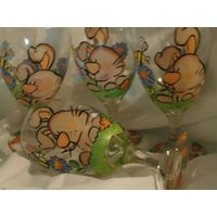 Süße Hasen. Pünktlich Zu Ostern.. Natürlich Handbemalt. Set Aus 4 Eis Teekelchen. Geschirrspülmaschine von ArtbySethHouse