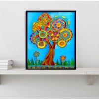 Glasmalerei Baum Des Lebens Kunst Boho Fenster Dekoration von ArtbyTatsianaSaleh