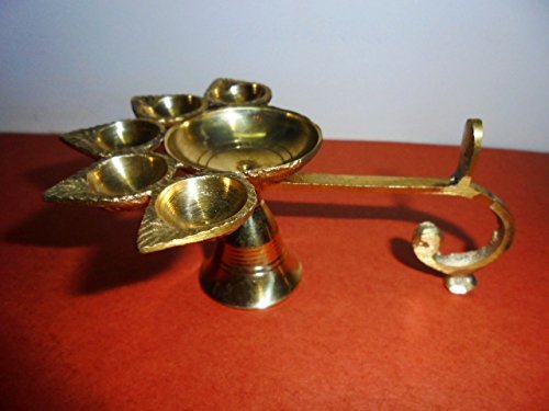 Artcollectibles India Schöne handgefertigte Diya Panch Aarti Öllampe, Kampferbrenner für Hindu-Puja Rituals Diwali Navratri von Artcollectibles India