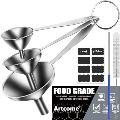 Artcome 3 Pcs Stainless Steel Kitchen Funnel Set with Long Handle, Food Grade 3-in-1 Metal Funnel for Transferring Liquid, Powders and Particles - Dispensing Funnels - Mini Funnels - Dish-Wash Safe Artcome 3 Pcs Stainless Steel Kitchen Funnel Set with Long Handle, Food Grade 3-in-1 Metal Funnel for Transferring Liquid, Powders and Particles - Dispensing Funnels - Mini Funnels - Dish-Wash Safe von Artcome