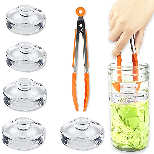 Artcome 5-Pack Glass Fermentation Weights with Easy Grip Handle and Unique Texture Design for Large Wide Mouth Mason Jars von Artcome