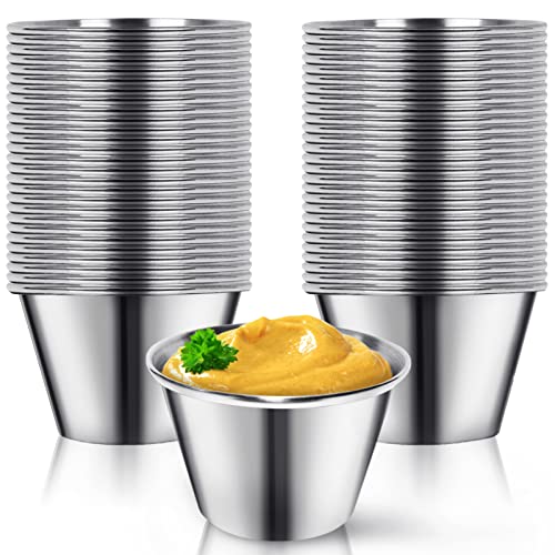 Artcome 55 Stück Edelstahl-Gewürz-Saucenbecher, ideal für Dip- und Portionierbecher, 75 ml von Artcome