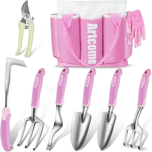 Artcome 9 PCS Garden Tool Set - Complete Garden Tool Kit with 7 Heavy Duty Garden Tools, Bag & Gloves - Uniform Pink Set - Garden Tool Set with Soft & Comfortable Grip - Ideal Gift for Women Artcome 9 PCS Garden Tool Set - Complete Garden Tool Kit with 7 Heavy Duty Garden Tools, Bag & Gloves - Uniform Pink Set - Garden Tool Set with Soft & Comfortable Grip - Ideal Gift for Women von Artcome
