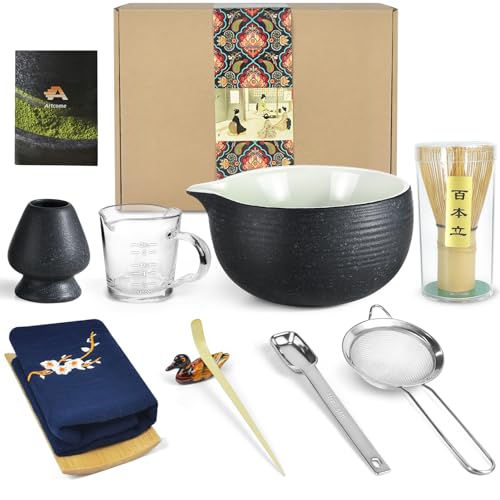 Artcome Bluestone Glaze Matcha-Kit für Japanische Teezeremonie - Schüssel Mit Ausgießer, Schneebesen, Teeschaufel, Pulversieb - Teeset für Usucha, Koicha und Matcha-Herstellung Artcome Bluestone Glaze Matcha-Kit für Japanische Teezeremonie - Schüssel Mit Ausgießer, Schneebesen, Teeschaufel, Pulversieb - Teeset für Usucha, Koicha und Matcha-Herstellung von Artcome