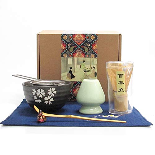 Artcome Japanese Matcha Tea Set, Matcha Whisk, Traditional Scoop, Matcha Bowl, Ceramic Whisk Holder, Handmade Matcha Ceremony Kit for Traditional Japanese Tea Ceremony (7 Pcs) von Artcome