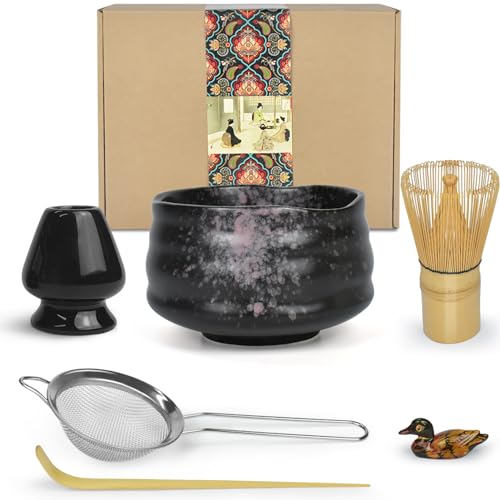 Artcome Matcha Zeremonie Kit für japanische Teezeremonie, Traditionelle Matcha Schüssel, Schneebesen, Teeschaufel, Matcha Pulver Sieb, Matcha Tee Set für die Herstellung von Usucha, Koicha und Matcha von Artcome