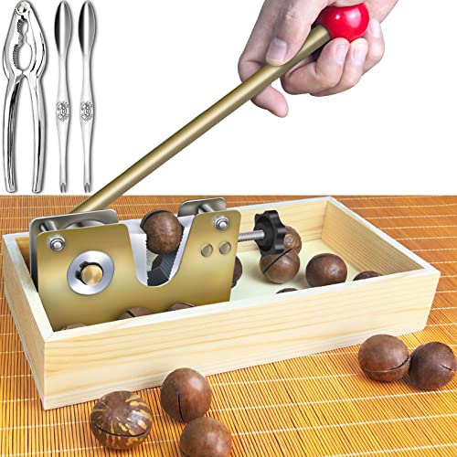 Artcome Robustes Macadamia-Nussknacker-Werkzeug mit 1 Krabben-Knacker, 2 breiten Krabbengabeln, Holzgriffbasis mit rechteckiger Holzkastenbasis für Walnüsse, Mandeln, Pekannüsse, Haselnüsse, Artcome Robustes Macadamia-Nussknacker-Werkzeug mit 1 Krabben-Knacker, 2 breiten Krabbengabeln, Holzgriffbasis mit rechteckiger Holzkastenbasis für Walnüsse, Mandeln, Pekannüsse, Haselnüsse, von Artcome