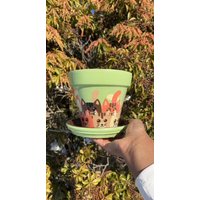 Katzen Handbemalter Terrakotta Topf|Blumentopf|Blumentopf|Garten|Handgemachte Keramik|Geburtstagsgeschenk|Sukkulenten von Artcrombe