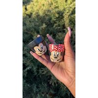 Mickey Und Minnie Maus Set Inspiriert Handbemalte Terrakotta Topf|Indoor Pflanzer|Wohnheim/Dekoration|Keramik|Blumentopf|Garten|Handgemachte Keramik von Artcrombe