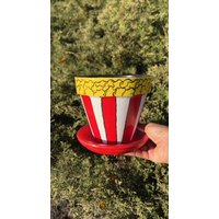 Popcorn Handbemalte Terrakotta Topf|Blumentopf|Blumentopf|Garten|Handgemachte Keramik|Geburtstagsgeschenk|Sukkulenten von Artcrombe