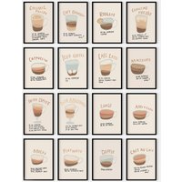 Café Wandkunst 16 Poster Set I Kaffeeliebe, Kaffeeposter, Kaffeekunst, Kaffee Deko, Poster, Kaffeeliebhaber von ArtdecoraShop