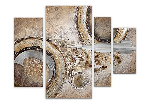 Arte Dal Mondo Abstract modern acryl gemälde auf leinwand Druck von Hand dekoriert Wandverzierung, Multicolor, 80x109x3.5 cm, 4-Einheiten von Arte Dal Mondo