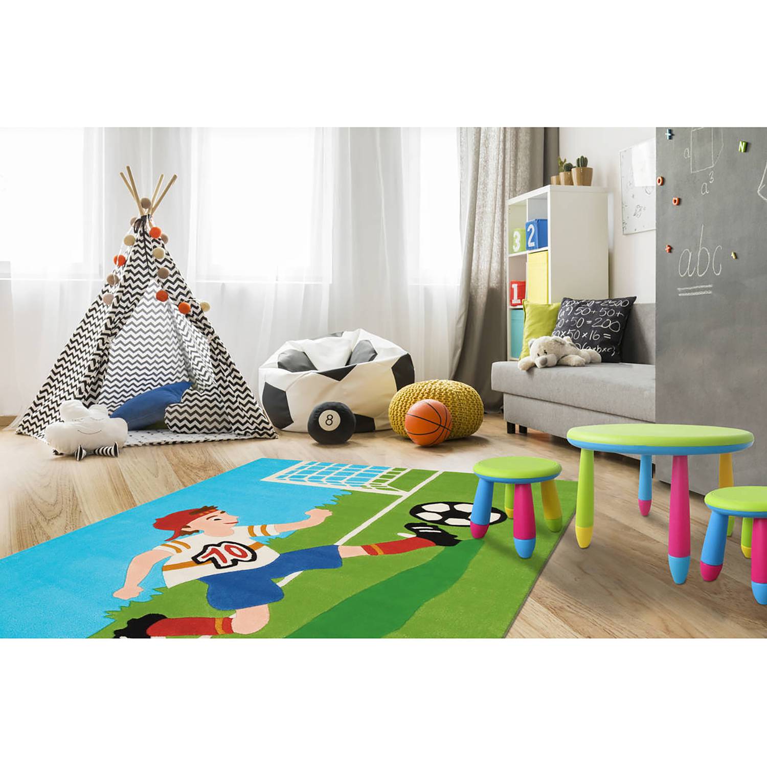 Arte Espina Kinderteppich Joy Soccer Mehrfarbig mit Motiv Kunstfaser 110x160 cm (BxT) Rechteckig von Arte Espina