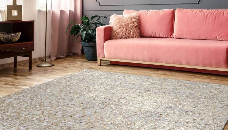 Arte Espina Teppich Finish 100, rechteckig, Höhe: 5 mm, natürlicher Lederteppich,mit glänzender Metallic-Farbe,Rücken aus Filz von Arte Espina