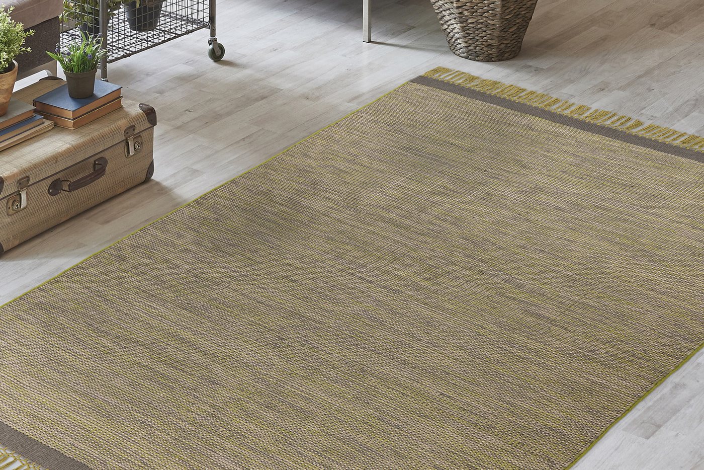 Arte Espina Teppich Nomad 8064, rechteckig, Höhe: 11 mm, Handgemachter Fransenteppich in neutralem Design von Arte Espina