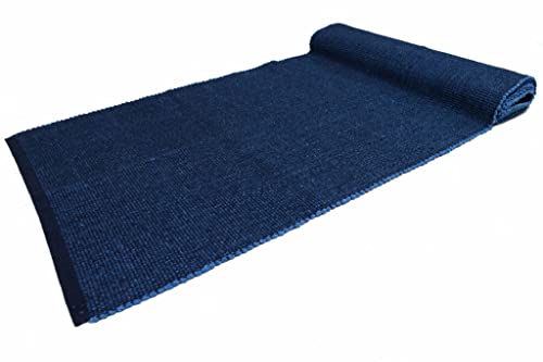 Easy Teppich aus Baumwolle, waschbar, für Bad und Küche, rutschfest (55 x 260 cm, Blau) von Arte Tappeti