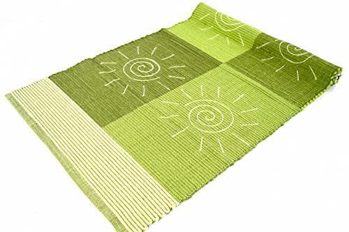 IBIZA Teppich Baumwolle, waschbar, Küchenläufer Mehrzweck, Badezimmer, mit Stickerei (50 x 80 cm, Grün) von Arte Tappeti