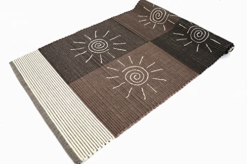 IBIZA Teppich aus Baumwolle, waschbar, Küchenläufer Mehrzweck, Badezimmer, mit Stickerei (60 x 120 cm, Brown) von Arte Tappeti