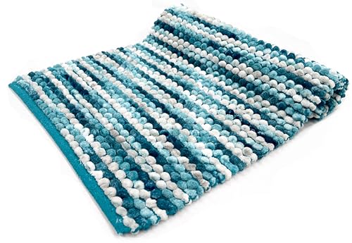 LOOP Teppich für Badezimmer, Schlafzimmer, rutschfest, waschbar und saugfähig, weich (50 x 80 cm, Blau) von Arte Tappeti
