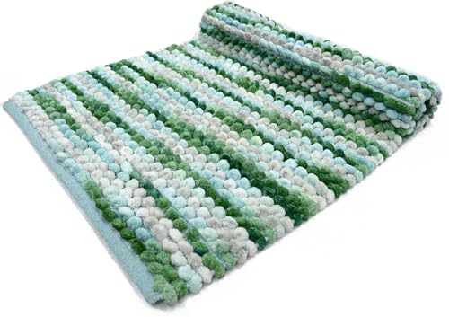 LOOP Teppich für Badezimmer, Schlafzimmer, rutschfest, waschbar und saugfähig, weich (50 x 80 cm, Grün) von Arte Tappeti