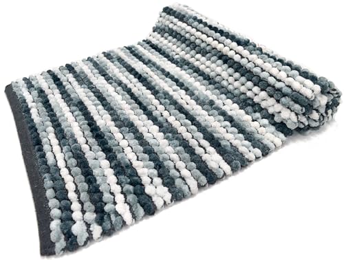 LOOP Teppich für Badezimmer, Schlafzimmer, rutschfest, waschbar und saugfähig, weich (70 x 140 cm, Grau) von Arte Tappeti