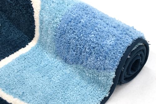 SOGNO Rutschfester Badezimmerteppich, Duschteppich, waschbar und saugfähig, weich (60 x 120 cm, 15 Blau) von Arte Tappeti