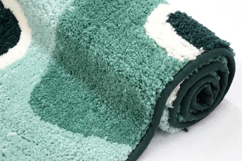 SOGNO Rutschfester Badezimmerteppich, Duschteppich, waschbar und saugfähig, weich (70 x 140 cm, 14 Grün) von Arte Tappeti