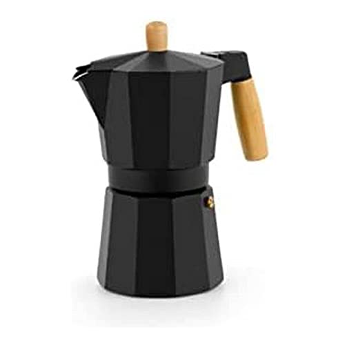 Arte regal Italienische Kaffeemaschine mit Holzgriff, 6 Tassen, Aluminium-Kaffeemaschine, Induktion, Herd, Glaskeramik von Arte regal