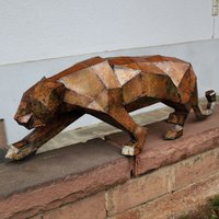 Lebensgroßer Panther Metall Edelrost Schleichender Leopard in 3D Skulptur Handmade Lebensgroßer Panther Metall Edelrost Schleichender Leopard in 3D Skulptur Handmade von ArteFerroShop