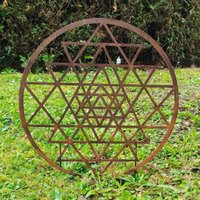 Shri Yantra Metall Rost Heilige Geometrieform 50 cm von ArteFerroShop
