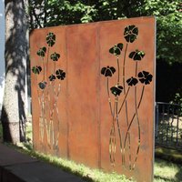 Sichtschutz Edelrost 3 Tlg Motiv Mohnblume von ArteFerroShop