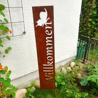 Willkommen Steleedelrost Wahlmotiv Edelrost 100 X 20 cm von ArteFerroShop