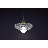 Vintage 1970Er Jahre Glas Pendelleuchte | Mid-Century Deckenlampe Strukturierte Ufo Leuchte von ArteModVintage