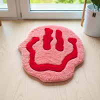 Smiley Teppich Rot Rosa Kinderzimmer Weich Besonders Weihnachtsgeschenk Freundin Dopamin Dekor Gäste Wc Lustig Rug Geschenk von ArtePazza