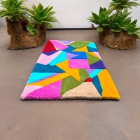 Teppich Wohnzimmer Bunt Farbenfroh.teppiche Weich . Kinderzimmer Dekoration Handgemacht Badezimmer Teppich. Geschenk Frau. Rug von ArtePazza